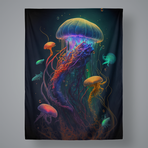JellyFishOceanOfMyHead Large Wall Tapestry 60x80