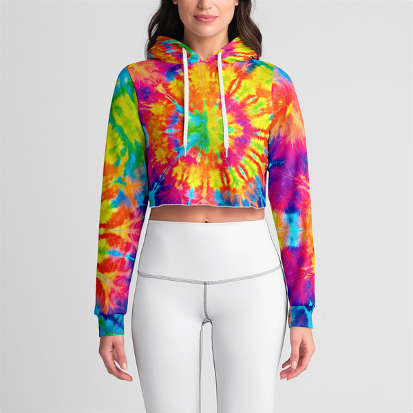 NeoTieDye1 Womens Crop Hoodie