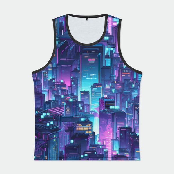 Mega CityII Pattern Mens Binded Tank Top