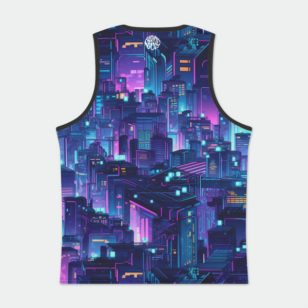 Mega CityII Pattern Mens Binded Tank Top