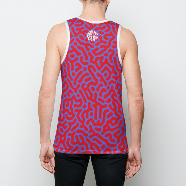 Turing Vibe Coral Mens Binded Tank Top